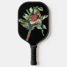 BEAUTIFUL COLORFUL PARROT ART TROPICAL LEAVES 