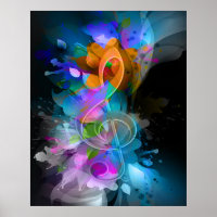 Beautiful Colorful Treble Clef Flower Leaves Paint