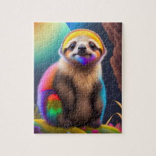 Beautiful Colorful Watercolor Sloth Jigsaw Puzzle