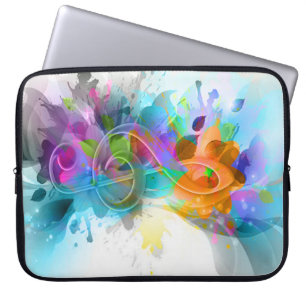 Beautiful Colorful Watercolor Splatter Music note Laptop Sleeve