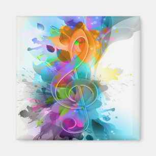 Beautiful Colorful Watercolor Splatter Music note Magnet