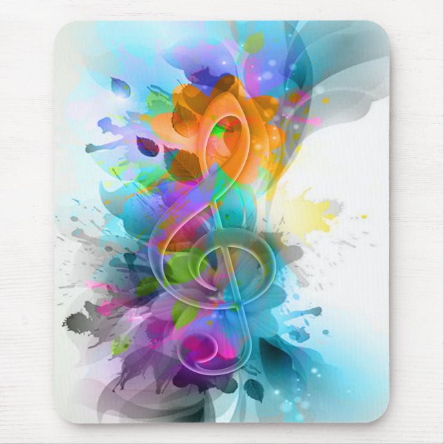 Beautiful Colorful Watercolor Splatter Music note Mouse Mat (Front)