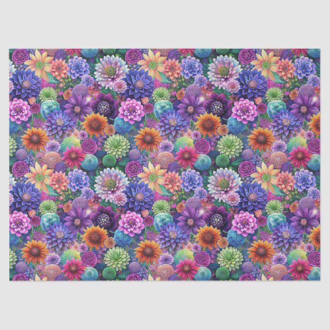 Beautiful Colorful Wildflowers Pattern Decoupage Tissue Paper (Front)