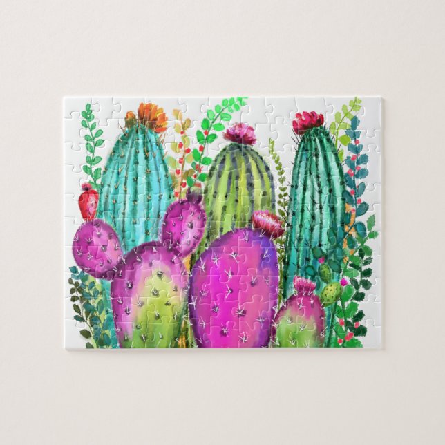 Beautiful Colour Cactus Flowers - Drawing Colourfu Jigsaw Puzzle (Horizontal)