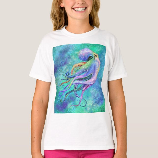 Beautiful Colour Octopus - Migned Drawing  T-Shirt (Front)