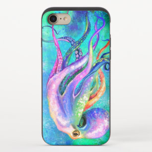 Beautiful Colour Octopus Underwater Life Turquoise iPhone 8/7 Slider Case