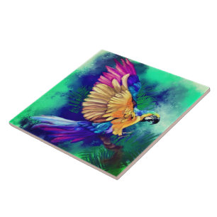 Beautiful Colour Parrot Ceramic Tile