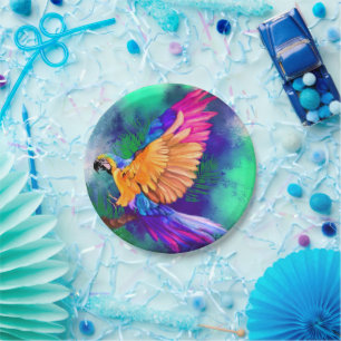 Beautiful Colour Parrot Paper Plates