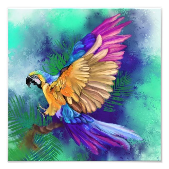 Beautiful Colour Parrot Poster Painting (Front)