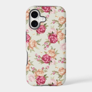 Beautiful colour peony pattern on green