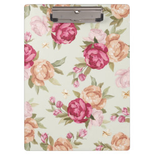 Beautiful colour peony pattern on green clipboard
