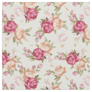 Beautiful colour peony pattern on green fabric