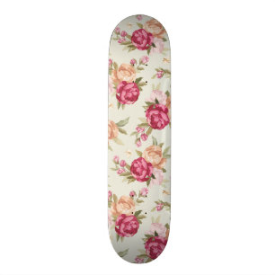 Beautiful colour peony pattern on green skateboard