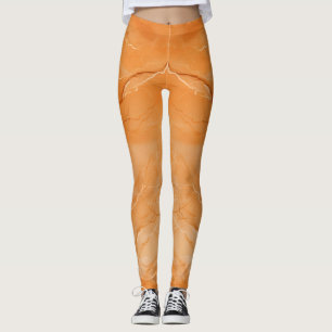 Beautiful Colour Print Orange Marble Leggings