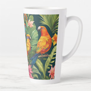 Beautiful coloured birds latte mug