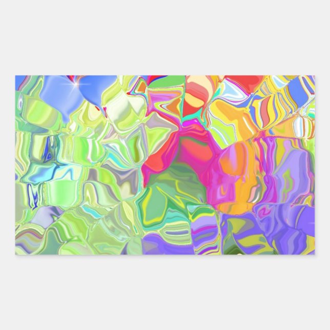 Beautiful Colourful Abstract Art Ice Cubes Gifts Rectangular Sticker (Front)