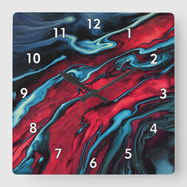 Beautiful & Colourful Abstract Artwork Square Wall Clock (Front)