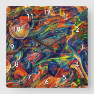 Beautiful & Colourful Abstract Artwork Square Wall Clock