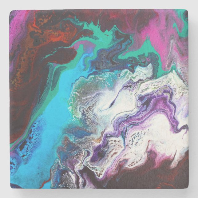 Beautiful & Colourful Abstract Marble Design Stone Coaster (Front)