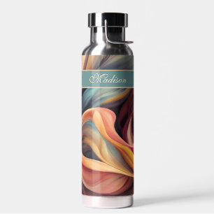 Beautiful Colourful Abstract Swirls with Name Water Bottle