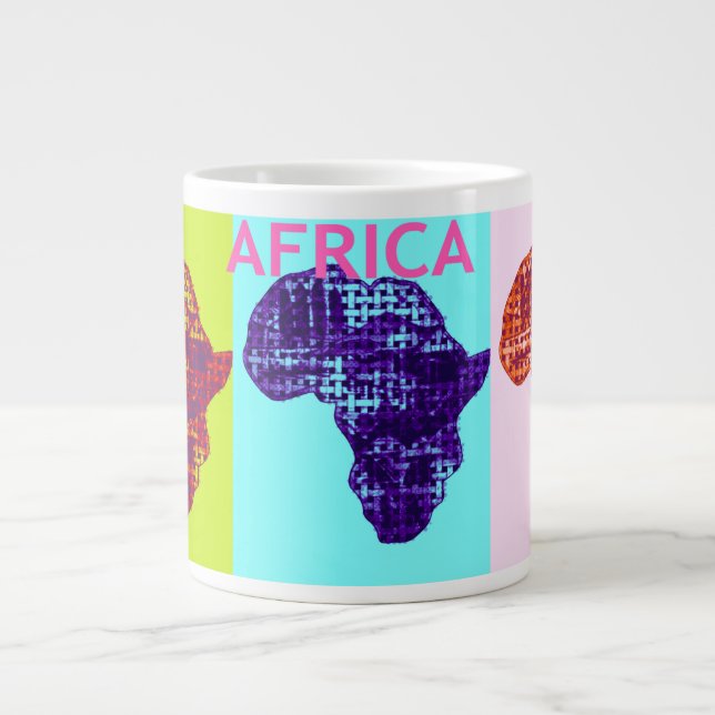 Beautiful Colourful Africa Continent Map Pop Art Large Coffee Mug (Front)