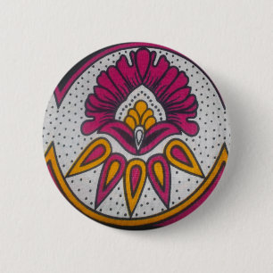 Beautiful Colourful African Fabric Motif Art Print 6 Cm Round Badge