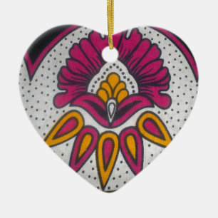 Beautiful Colourful African Fabric Motif Art Print Ceramic Tree Decoration