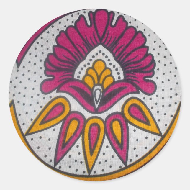 Beautiful Colourful African Fabric Motif Art Print Classic Round Sticker (Front)