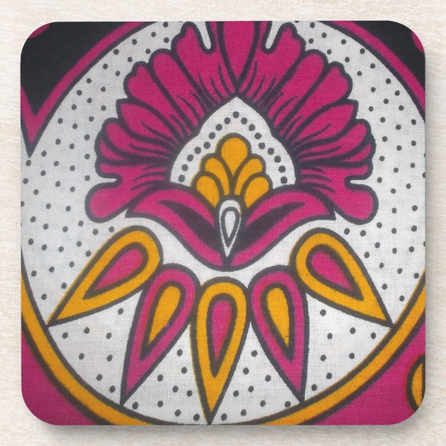 Beautiful Colourful African Fabric Motif Art Print Coaster (Front)