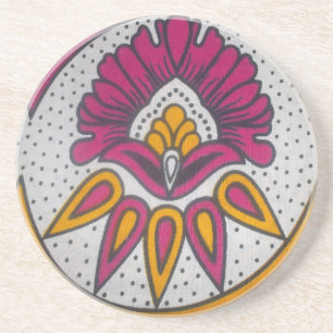 Beautiful Colourful African Fabric Motif Art Print Coaster