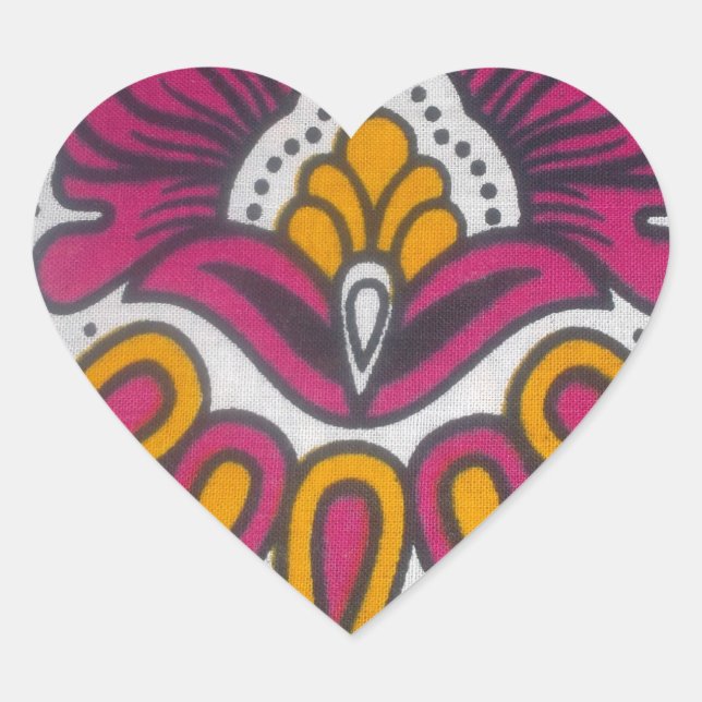 Beautiful Colourful African Fabric Motif Art Print Heart Sticker (Front)