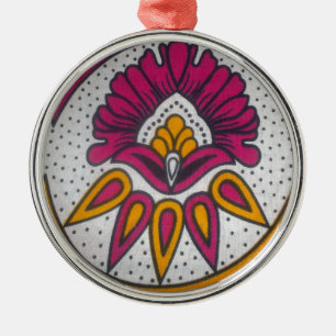 Beautiful Colourful African Fabric Motif Art Print Metal Tree Decoration