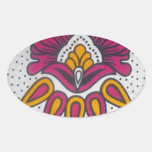 Beautiful Colourful African Fabric Motif Art Print Oval Sticker (Front)