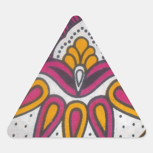 Beautiful Colourful African Fabric Motif Art Print Triangle Sticker (Front)