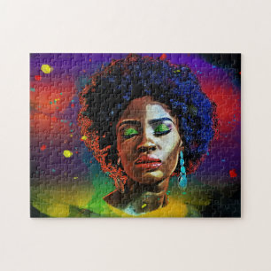 Beautiful Colourful African Lady w/ Afro Jigsaw Puzzle