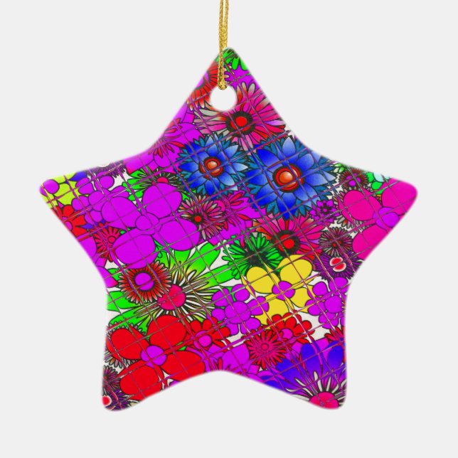 Beautiful Colourful Amazing Floral Pattern Design Ceramic Tree Decoration (Front)