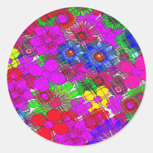 Beautiful Colourful Amazing Floral Pattern Design Classic Round Sticker