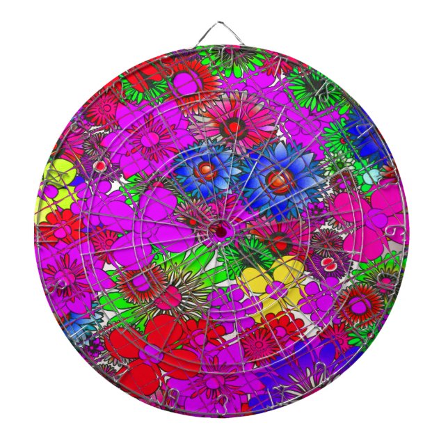 Beautiful Colourful Amazing Floral Pattern Design Dartboard (Front)