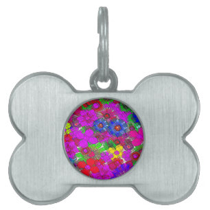 Beautiful Colourful Amazing Floral Pattern Design Pet Name Tag