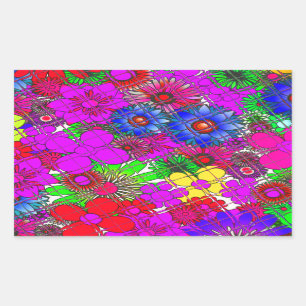 Beautiful Colourful Amazing Floral Pattern Design Rectangular Sticker