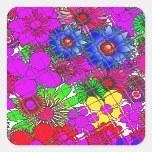 Beautiful Colourful Amazing Floral Pattern Design Square Sticker