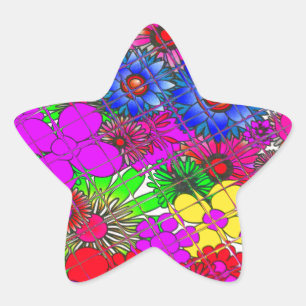 Beautiful Colourful Amazing Floral Pattern Design Star Sticker