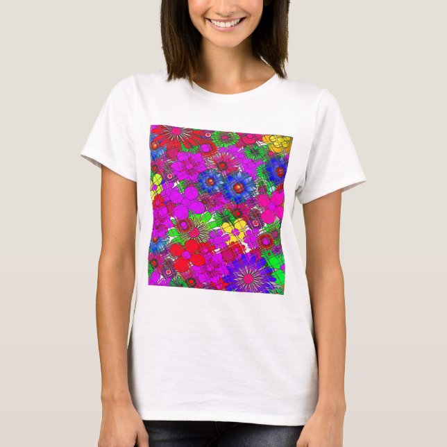 Beautiful Colourful Amazing Floral Pattern Design T-Shirt (Front)