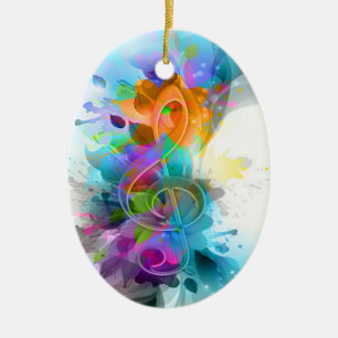 Beautiful colourful and cool splatter music note ceramic tree decoration