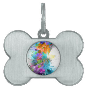 Beautiful colourful and cool splatter music note pet name tag