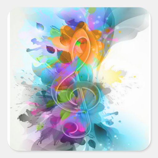 Image of Beautiful colourful and cool splatter music note Square Sticker