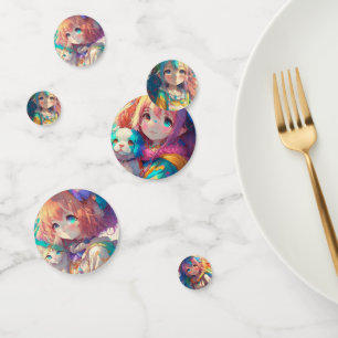 Beautiful Colourful Anime Girl Confetti