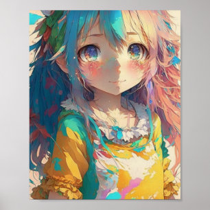 Beautiful Colourful Anime Girl Poster