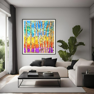 Beautiful & Colourful Aspen Trees Canvas 24x24"