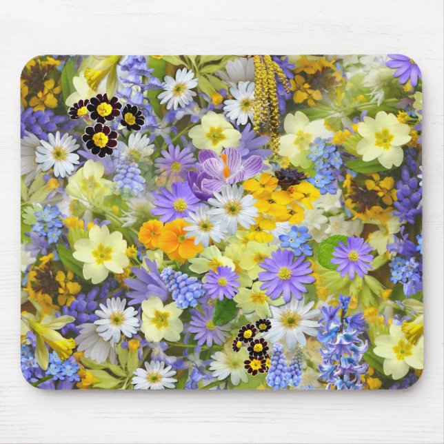 Beautiful Colourful Bed of Flowers Mouse Mat (Front)
